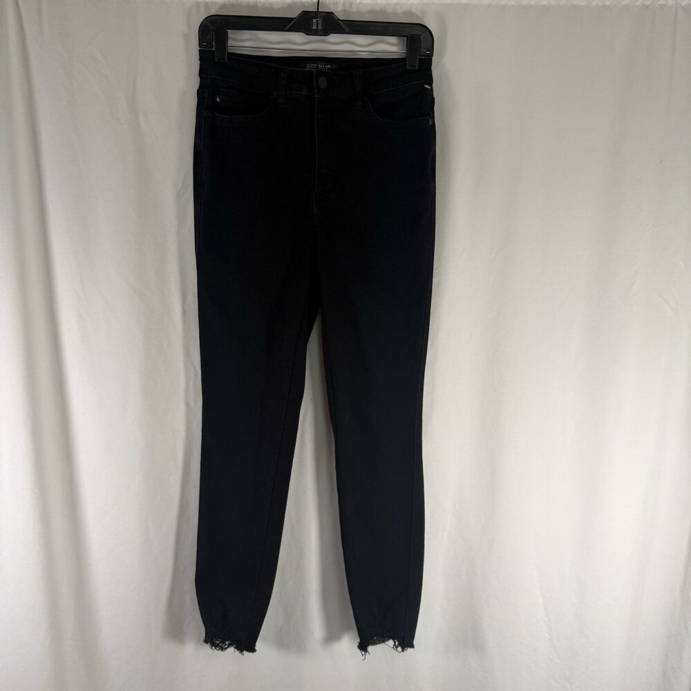 Judy Blue Skinny Jeans Women's 7/28 Black Denim Raw Hem Stretch